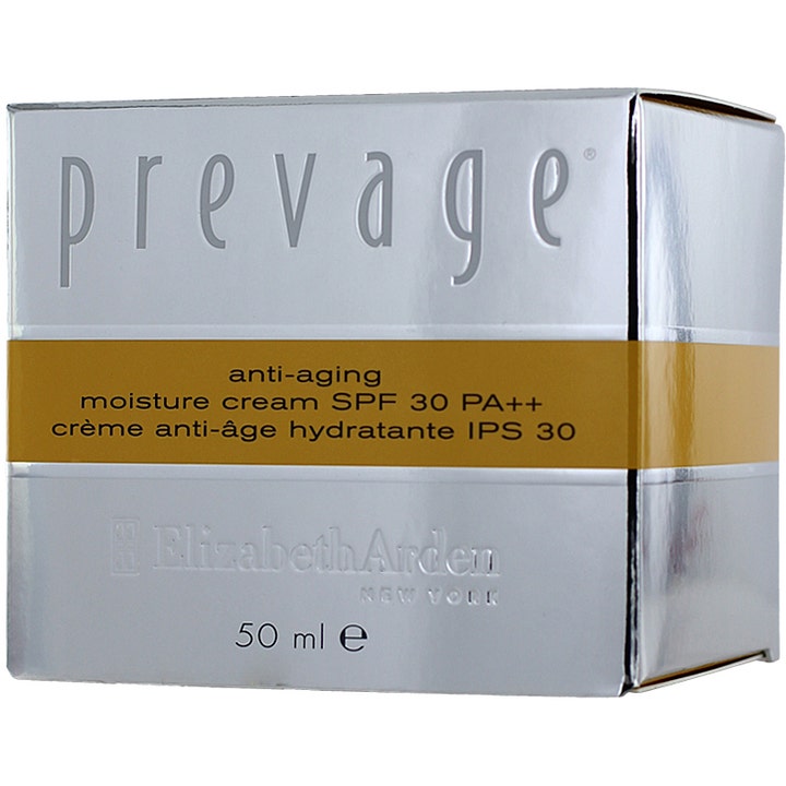 Elizabeth Arden Prevage Anti-Aging Moisture Cream 50 ml solkrem for ansiktet i sølvfarget eske med gullstripe