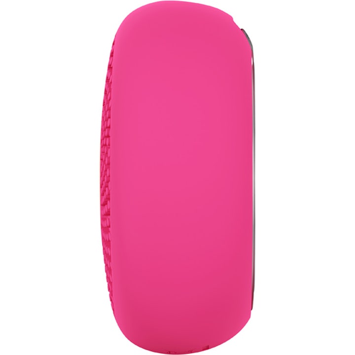 FOREO UFO™ 3 mini Fuchsia 1 stk ansiktsbehandling sett fra siden som viser den runde profilen i fuchsiafarget silikon