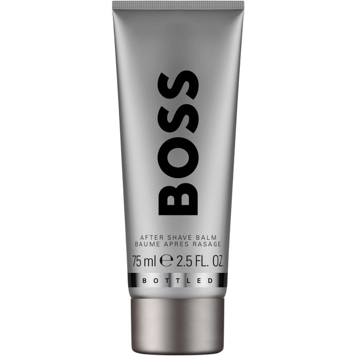 Hugo Boss Bottled After Shave Balm 75 ml beroligende balsam i en elegant grå tube med stor sort logo.