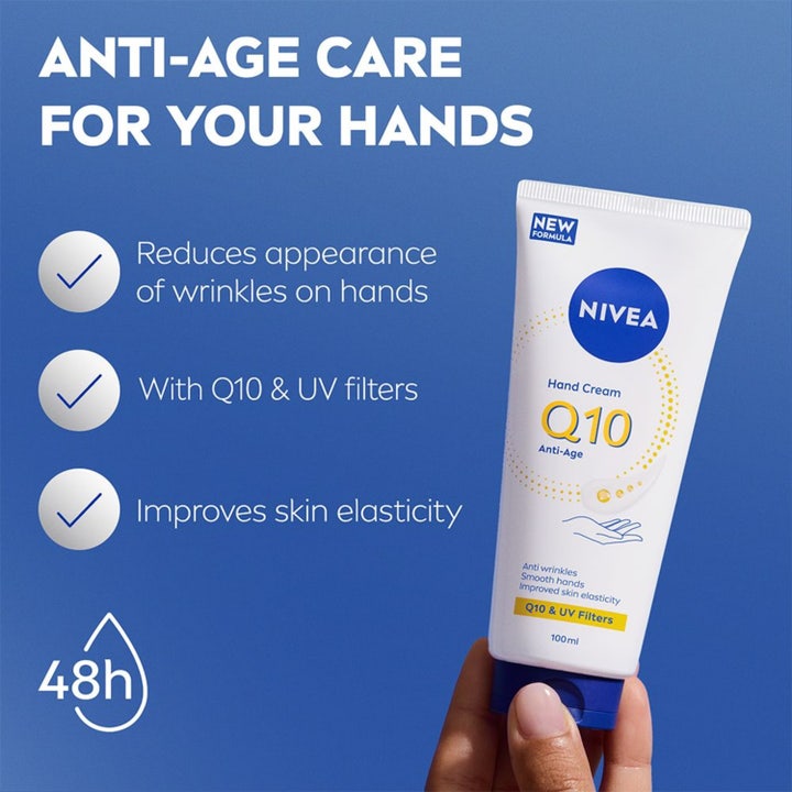 NIVEA Q10 Hand Cream 100 ml anti-age håndkrem i hvit tube som reduserer rynker og gir bedre elastisitet