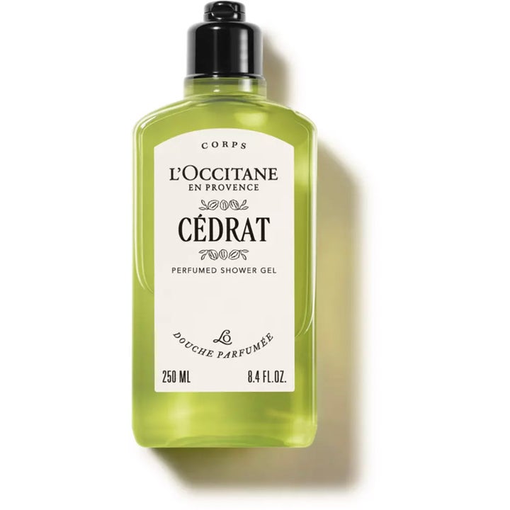 L'Occitane Homme Eau de Cedrat 250 ml oppfriskende dusjsåpe i klar flaske med lysegrønn gel og sølvfarget kork
