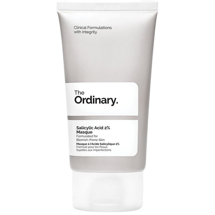 The Ordinary Salicylic Acid 2% Masque 50ml ansiktsmaske mot urenheter i en grå tube med hvit etikett og kork.