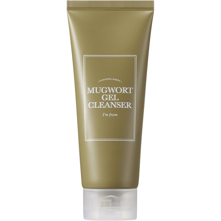 I'm From Mugwort Gel Cleanser 150 ml beroligende ansiktsrens i en olivengrønn tube med hvit kork