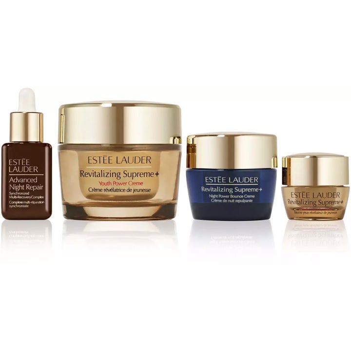 Estée Lauder Supreme + Moisture Value Set fuktighetsgivende hudpleiesett i gullfargede og blå glasskrukker