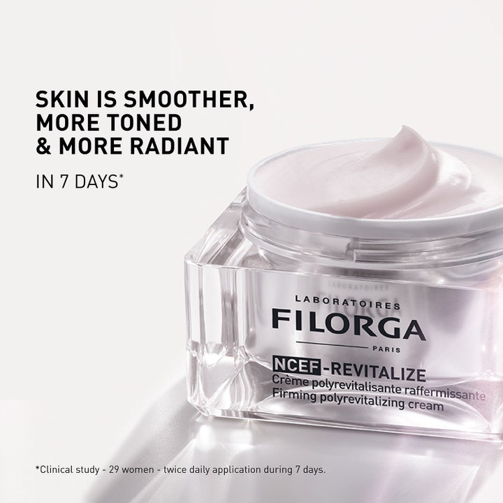 Filorga NCEF-Revitalize Cream 50 ml oppstrammende ansiktskrem med lyserosa tekstur som gir jevnere hud og glød.