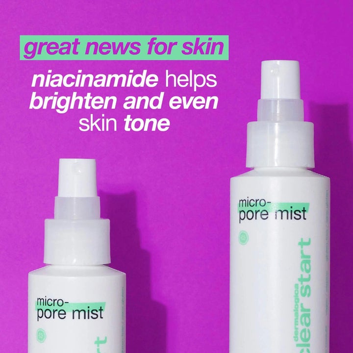 Dermalogica Clear Start Micro-Pore Mist med niacinamid toner huden og jevner ut hudtonen i hvit sprayflaske