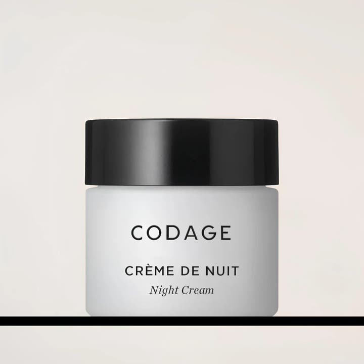 Codage Paris The Night Cream 50 ml nattkrem i frostet glasskrukke med sort lokk som pleier huden.