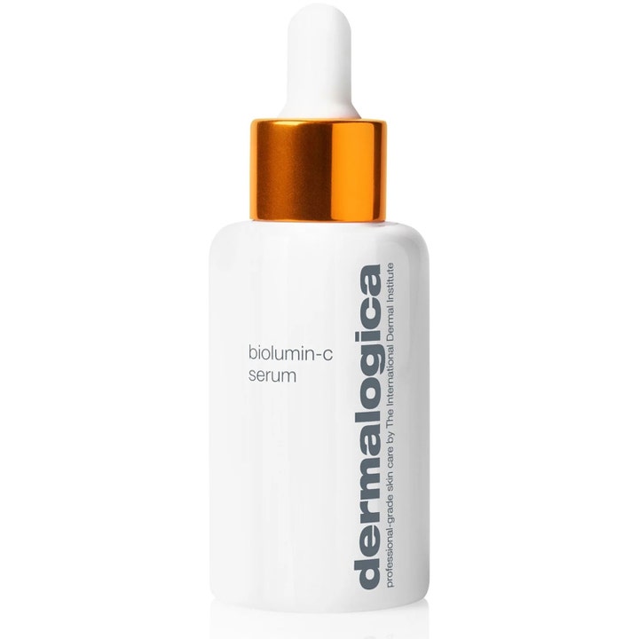 Dermalogica Biolumin-C Serum lysnende ansiktsserum med vitamin C i hvit flaske med oransje detaljer og hvit pipette