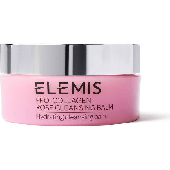 Elemis Pro-Collagen Rose Cleansing Balm 105 g fuktighetsgivende ansiktsrens i rosa krukke med sølvlokk