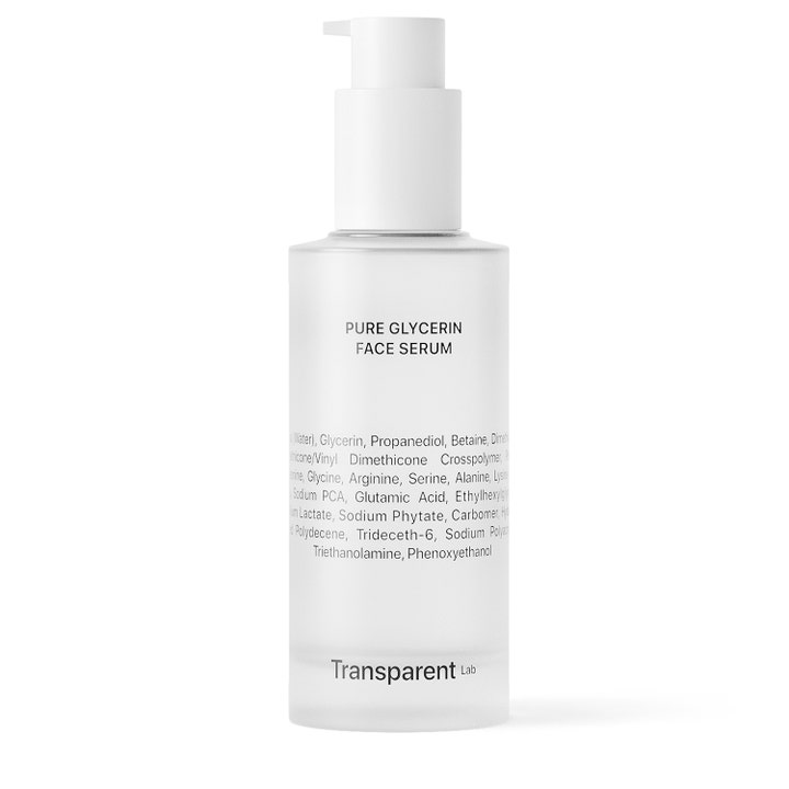 Transparent Lab Pure Glycerin Face Serum 30 ml fuktighetsgivende ansiktsserum i hvit frostet glassflaske med pumpe