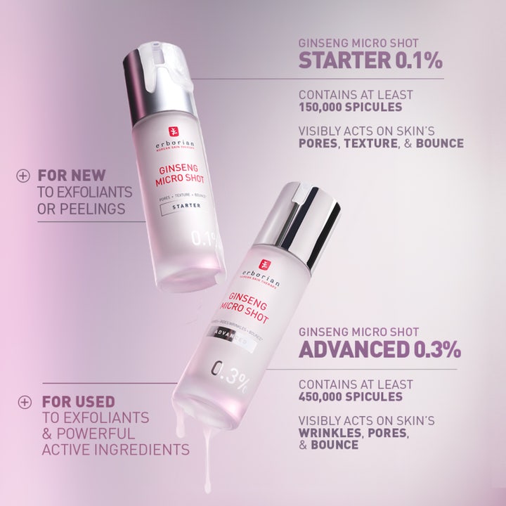 Erborian Ginseng Micro Shot 0.1 Starter 30 ml serum for porer og tekstur i rosa flasker med sølvkork og produktinfo