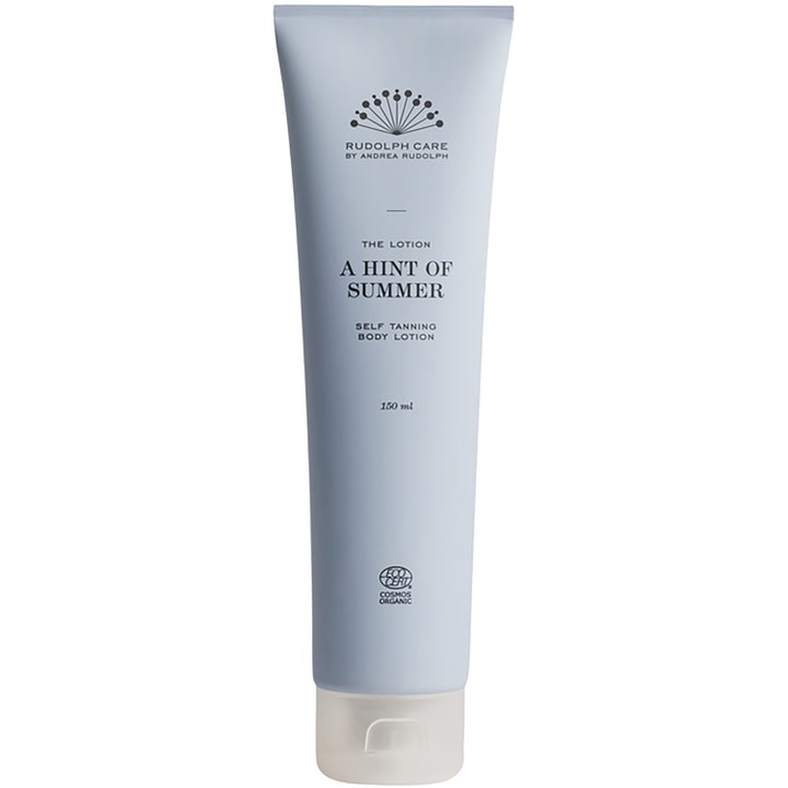 Rudolph Care A Hint of Summer 150 ml selvbruning gir glød i en lyseblå tube med hvit kork.