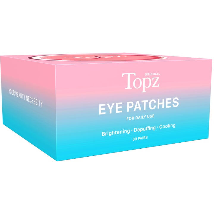 Topz Daily Eye Patches 30 par kjølende øyemasker i rosa og blå eske som gir glød og demper hevelser