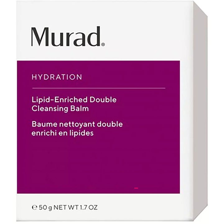 Murad Lipid-Enriched Double Cleansing Balm 50 ml fuktighetsgivende ansiktsrens i hvit eske med lilla felt