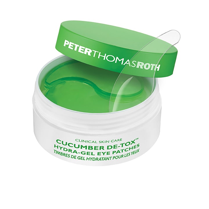 Peter Thomas Roth Cucumber De-Tox Hydra Gel Eye Patches 60 stk beroligende øyemasker i hvit krukke med grønne gellapper