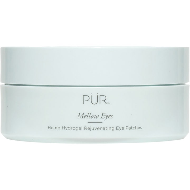 PÜR Mellow Eyes Hemp Hydrogel Rejuvenating Eye Patches fornyende øyemaske i en lys mintgrønn krukke