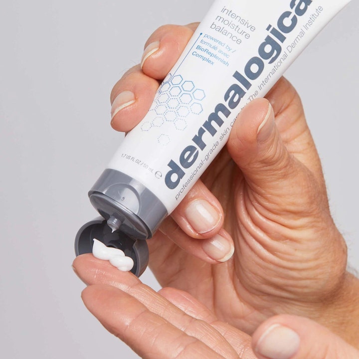 Dermalogica Intensive Moisture Balance 100 ml ansiktskrem i hvit tube som gir fuktighet med fyldig tekstur.