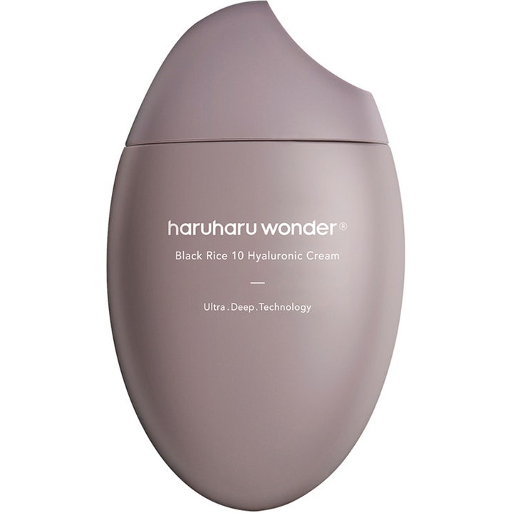 Haruharu Wonder Black Rice 10 Hyaluronic Cream fuktighetsgivende ansiktskrem med hyaluronsyre i matt lilla eggformet flaske