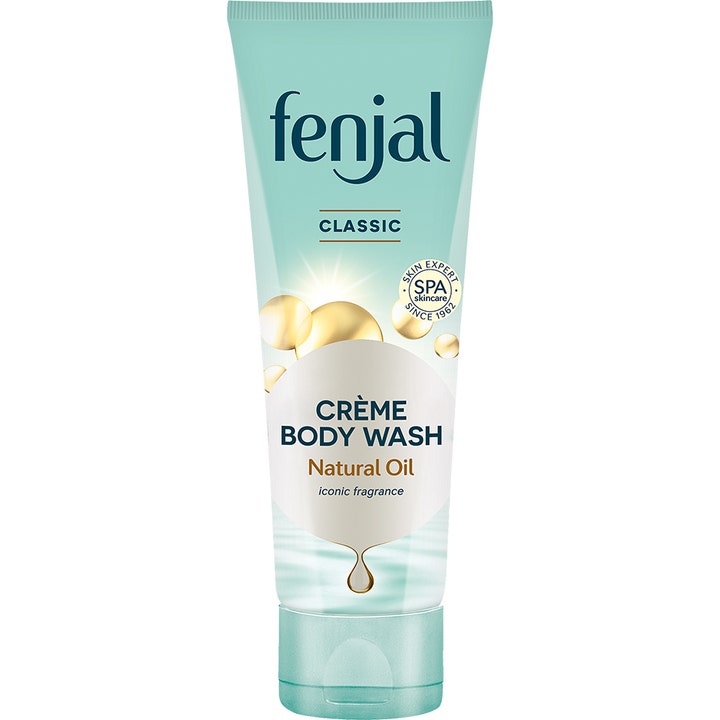 Fenjal Classic Crème Body Wash 200 ml pleiende dusjkrem i mintgrønn tube dekorert med gylne oljedråper