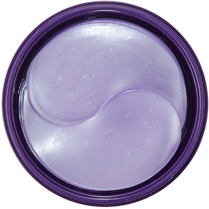 Mizon Collagen Eye Gel Patch 60 stk fuktighetsgivende øyemasker med glitrende lilla geltekstur i en lilla krukke
