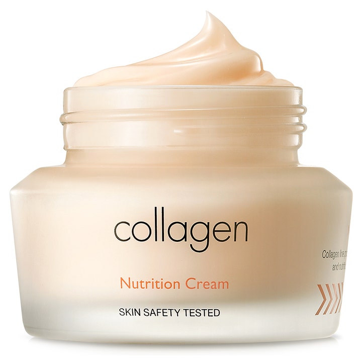 It'S SKIN Collagen Nutrition Cream 50 ml nærende ansiktskrem i frostet glasskrukke med fyldig ferskenfarget tekstur