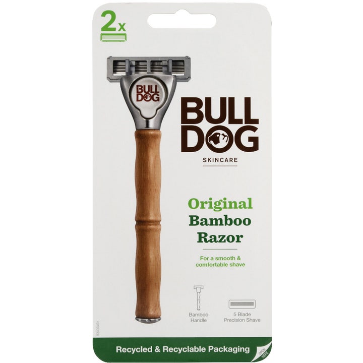 Bulldog Original Bamboo Razor 1 stk barberhøvel med naturlig bambushåndtak og 5 blader gir en glatt barbering.