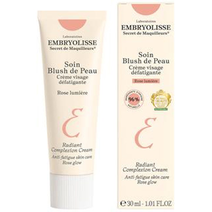 Embryolisse Soin Blush de Peau 30 ml oppfriskende ansiktskrem for glød i hvit tube med matchende eske.