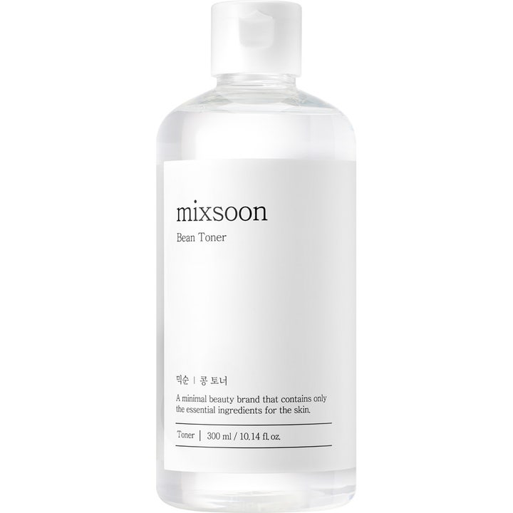 mixsoon Bean Toner 300 ml fuktighetsgivende ansiktstoner i en klar flaske med minimalistisk hvit etikett
