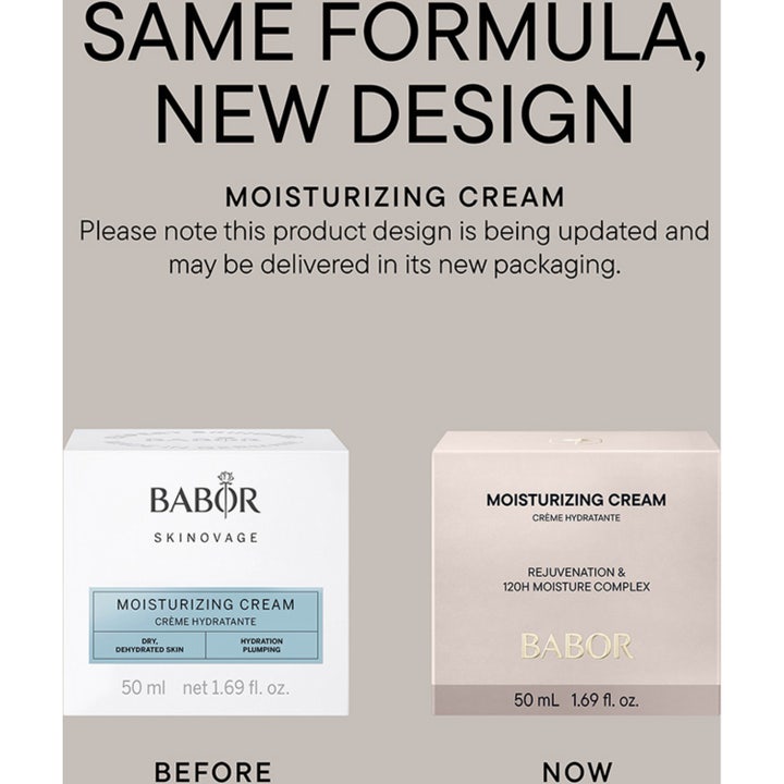 Babor Moisturizing Cream 50 ml fuktighetsgivende ansiktskrem vist med et nærbilde av en vakker rosa blomst