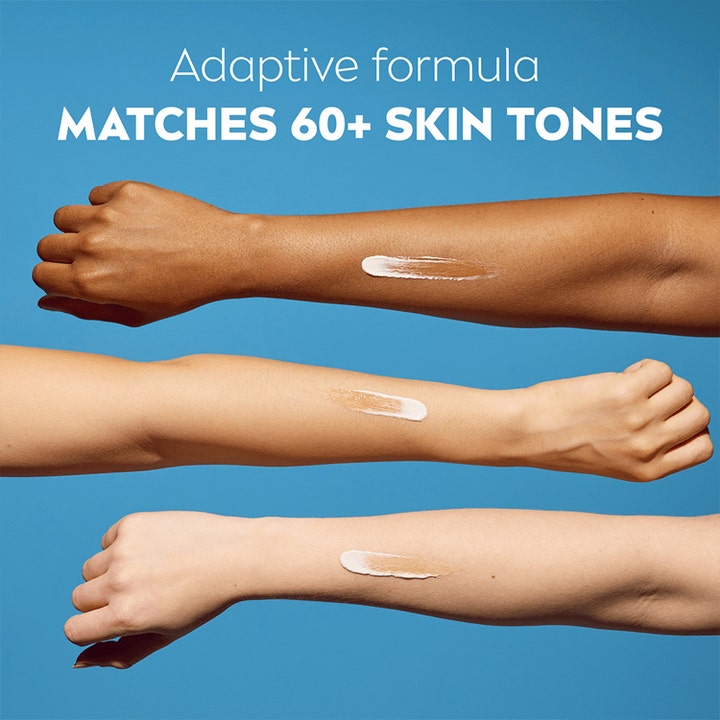 NIVEA Luminous 630 Anti Dark-Spot CC Fluid 40 ml mot pigmentflekker vist på tre ulike hudtoner med adaptiv formel