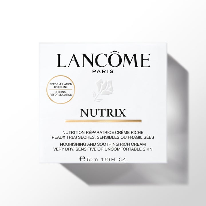 Lancôme Nutrix Visage Face Cream 50 ml nærende ansiktskrem i hvit eske med gullfarget detalj og preget rose.