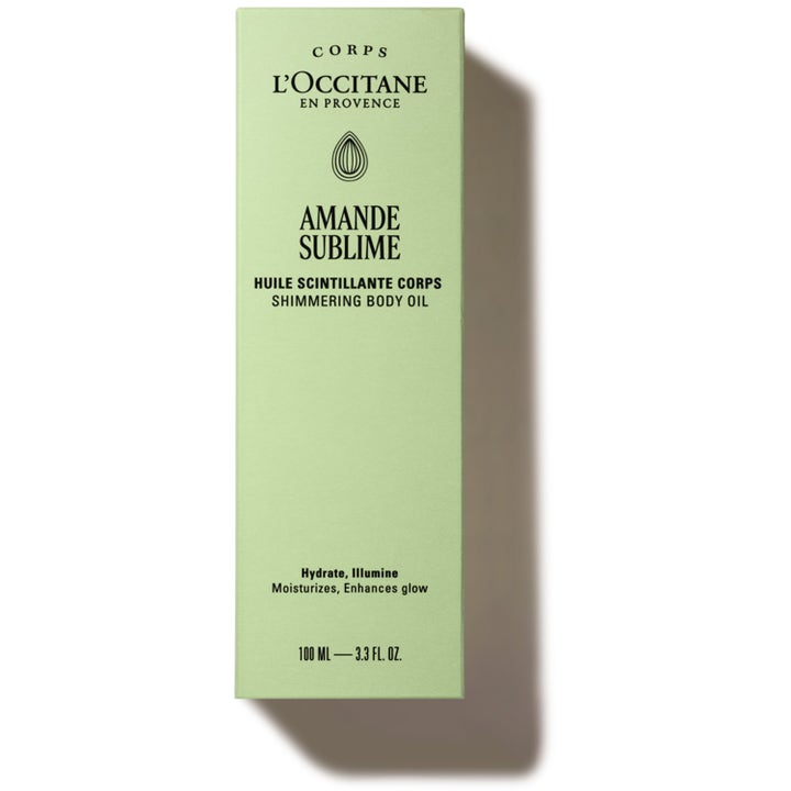 L'Occitane en Provence Almond Shimmering Body Oil 100 ml glødgivende kroppsolje i lysegrønn eske