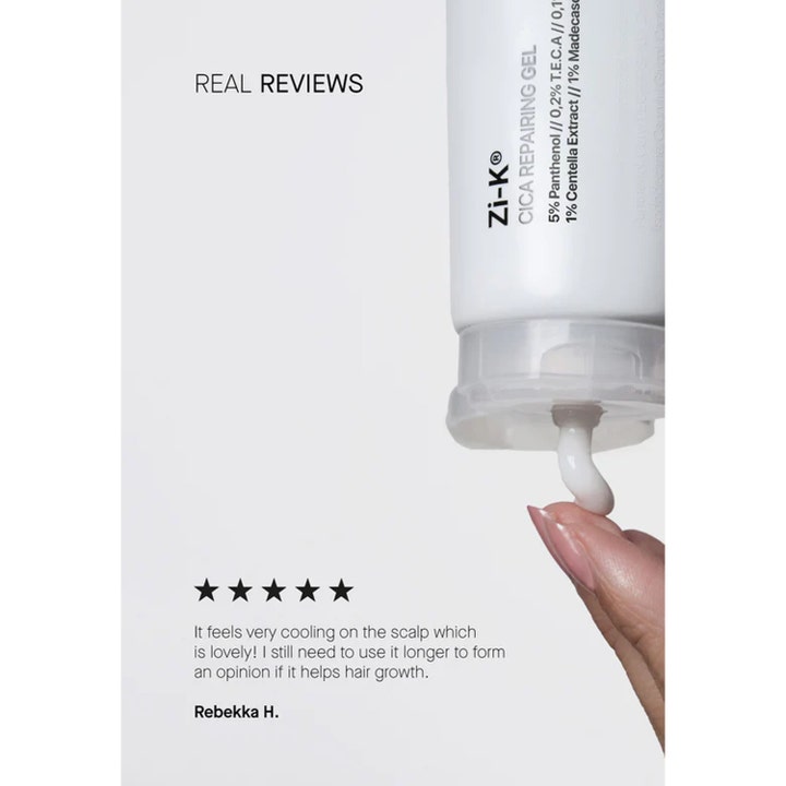 Niche Beauty Lab Transparent Lab Zi-K Cica Repairing Gel 100 ml reparerende gel påføres med fingeren
