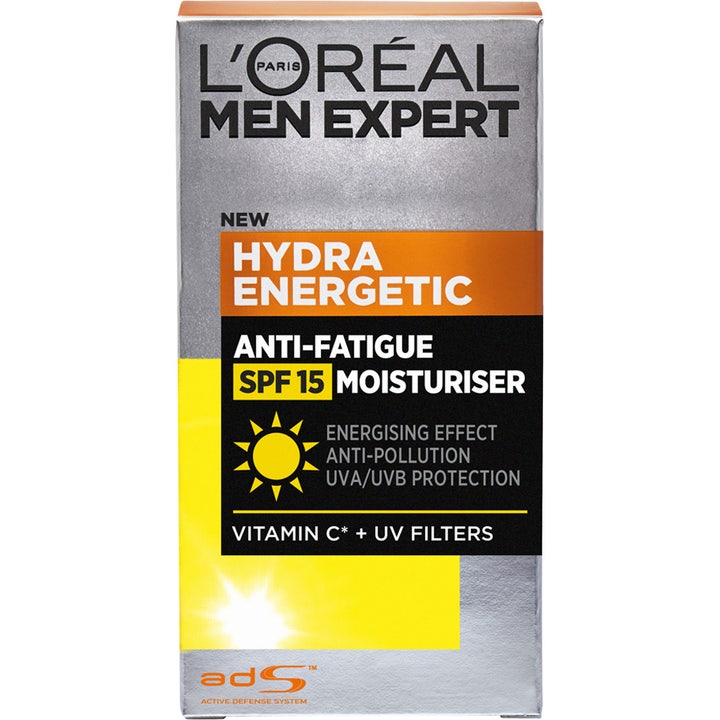 L'Oréal Paris Men Expert Hydra Energetic 50 ml ansiktskrem motvirker tretthet i sølvfarget eske med SPF 15