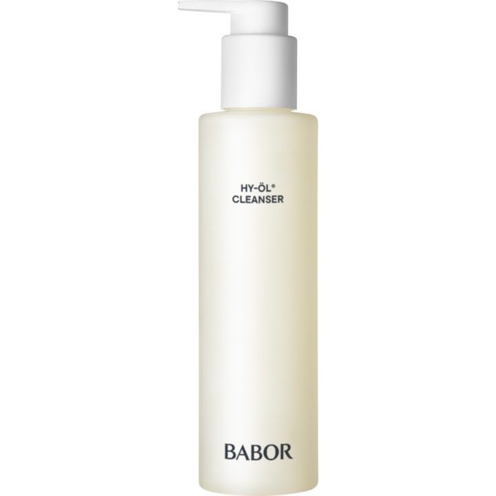 Babor Hy-Öl Cleanser 200ml ansiktsrens som gir dyprens i en frostet plastflaske med hvit pumpe.