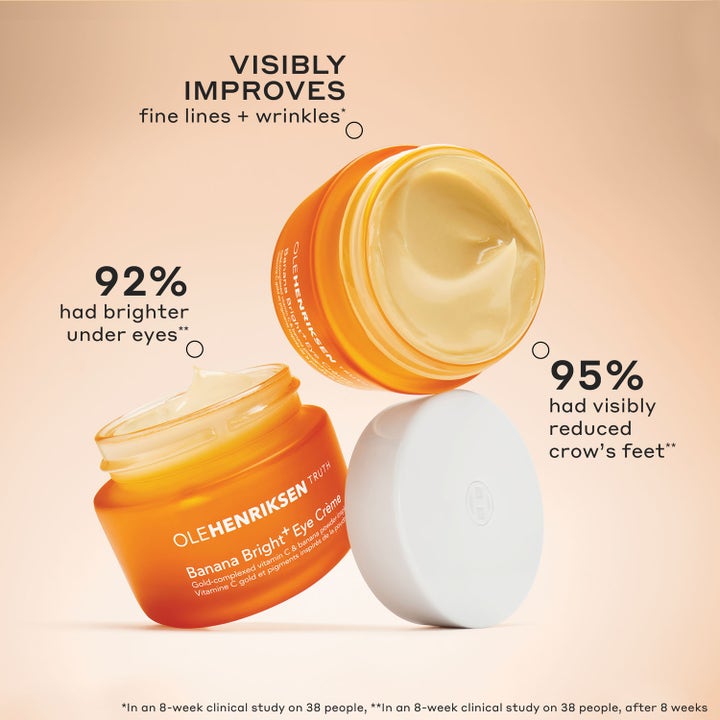 Ole Henriksen Banana Bright+ Eye Crème 15 ml øyekrem i oransje krukker som gir glød og færre fine linjer