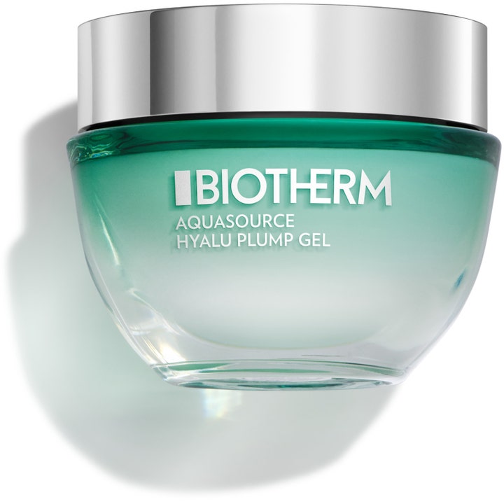 Biotherm Aquasource Hyalu Plump Gel 50 ml fuktighetsgivende ansiktsgel i grønn glasskrukke med sølvlokk
