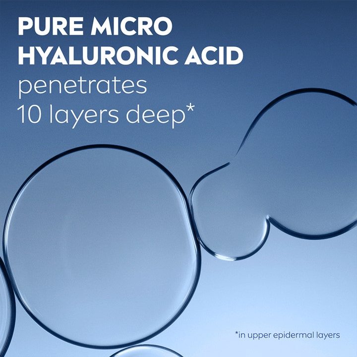 NIVEA Cellular Expert Filler Serum 30 ml viser tekst om hyaluronsyre og dråper på blå bakgrunn