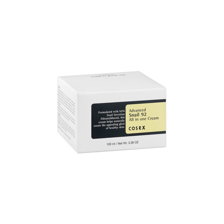 COSRX Advanced Snail 92 Cream Duo 200 ml fuktighetsgivende ansiktskrem i hvit eske med gul og svart etikett