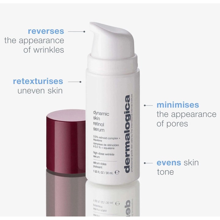 Dermalogica Dynamic Skin Retinol Serum 30 ml med 3.5% retinoid complex i hvit pumpeflaske som jevner hudtonen.
