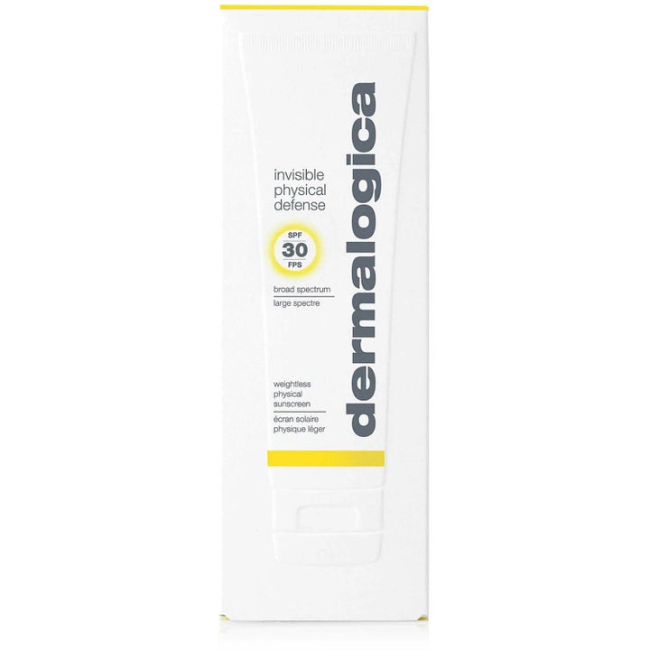 Dermalogica Invisible Physical Defense SPF30 Duo beskyttende solkrem i hvit og gul ytteremballasje med SPF 30.