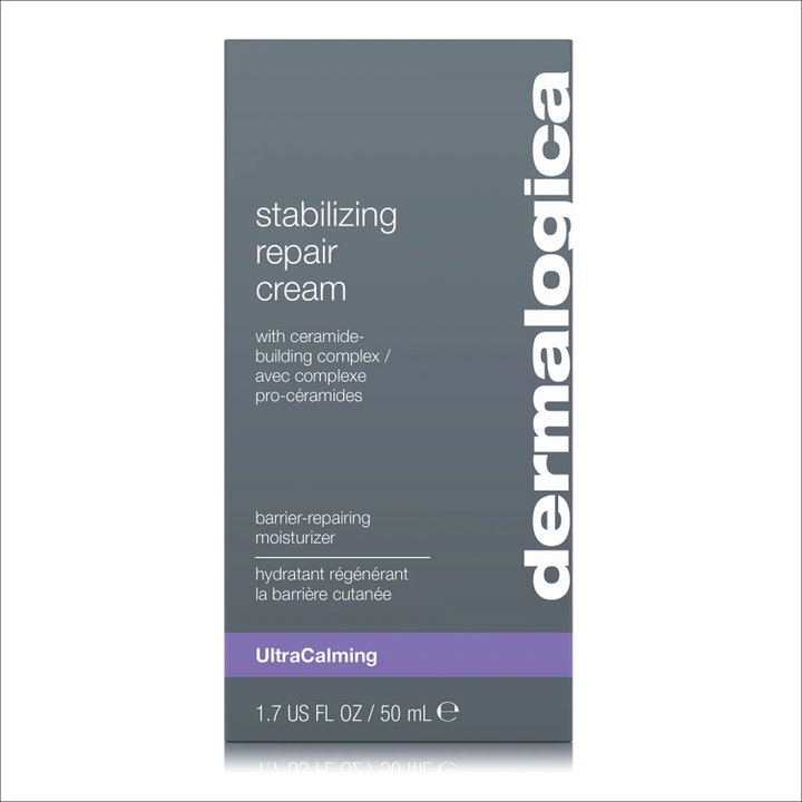 Dermalogica Stabilizing Repair Cream 50 ml barriere-reparerende ansiktskrem i grå eske med lilla UltraCalming stripe