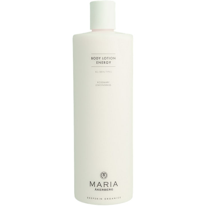 Maria Åkerberg Body Lotion Energy 500 ml pleiende fuktighetskrem i hvit plastflaske med rosmarin og sitrongress