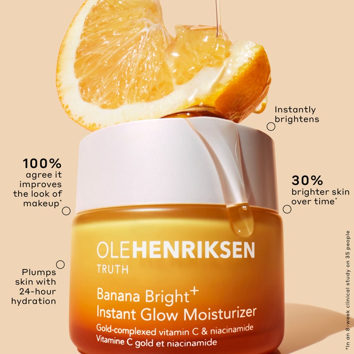 Ole Henriksen Truth Banana Bright + Instant Glow Moisturizer 50 ml opplysende dagkrem med vitamin C og saftig appelsinskive.