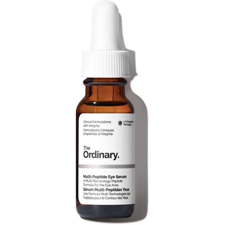 The Ordinary Multi-Peptide Eye Serum 15 ml styrkende øyeserum i brun glassflaske med hvit pipettekork