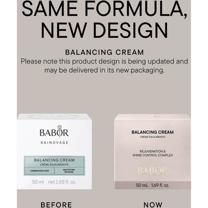 Babor Balancing Cream 50 ml balanserende ansiktskrem i matt glasskrukke på lyseblå pidestaller