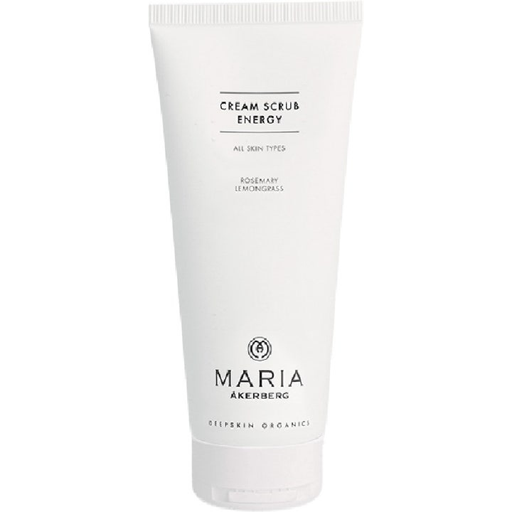 Maria Åkerberg Cream Scrub Energy 200 ml eksfolierende ansiktsskrubb i hvit tube med sort tekst og flipplokk