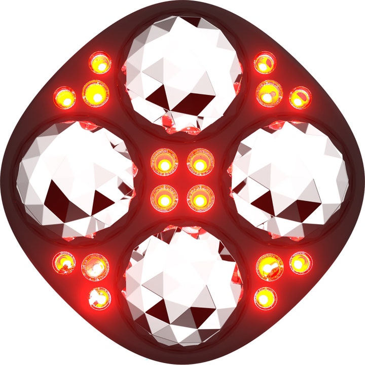 FAQ Swiss FAQ 411 Microcurrent Red LED Body Toning Device med fire store krystaller og lysende røde LED-punkter