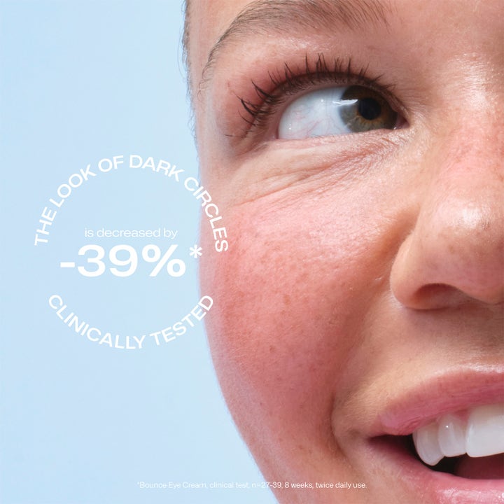 Lumene Bounce Eye Cream 10 ml øyekrem mot mørke ringer med tekst som viser 39 prosent klinisk dokumentert effekt