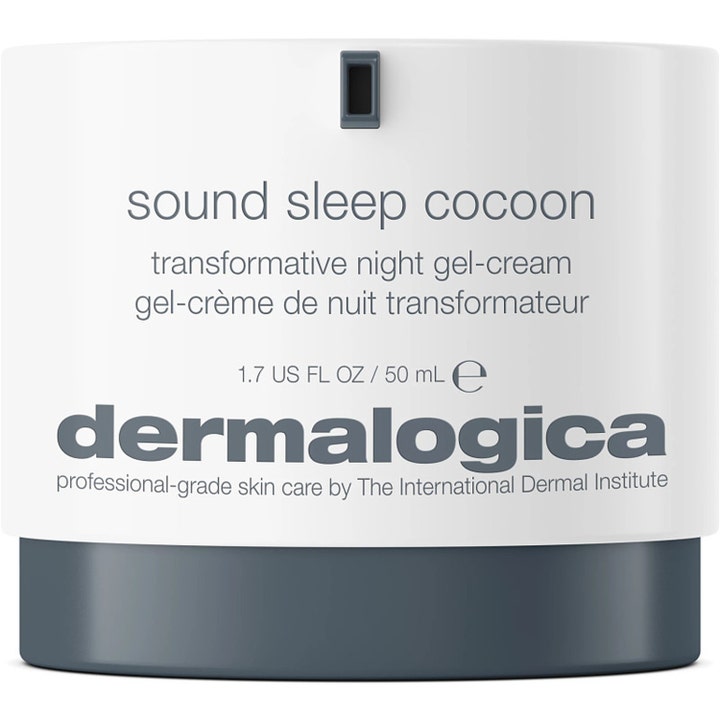 Dermalogica Sound Sleep Cocoon 50 ml nattkrem som gir glød i en hvit og mørkegrå pumpeflaske